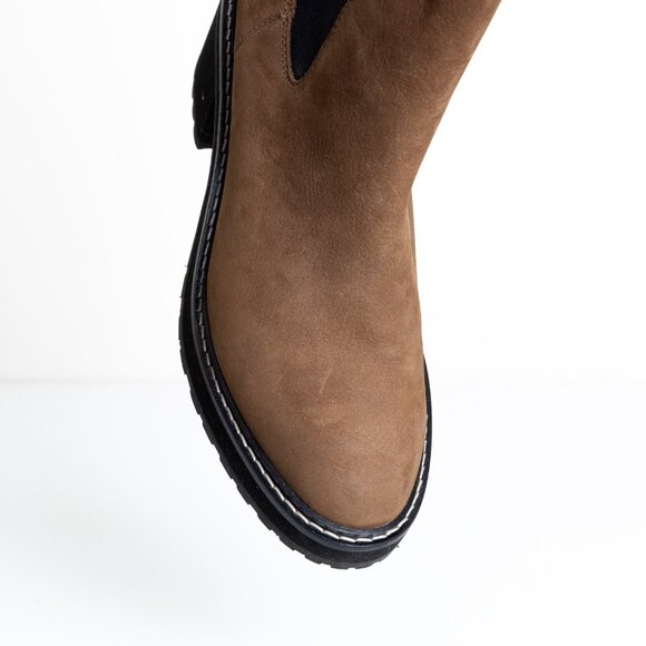 Madewell The Carina Platform Chelsea Boot Leather Brown Burled Wood - Picture 7 of 13